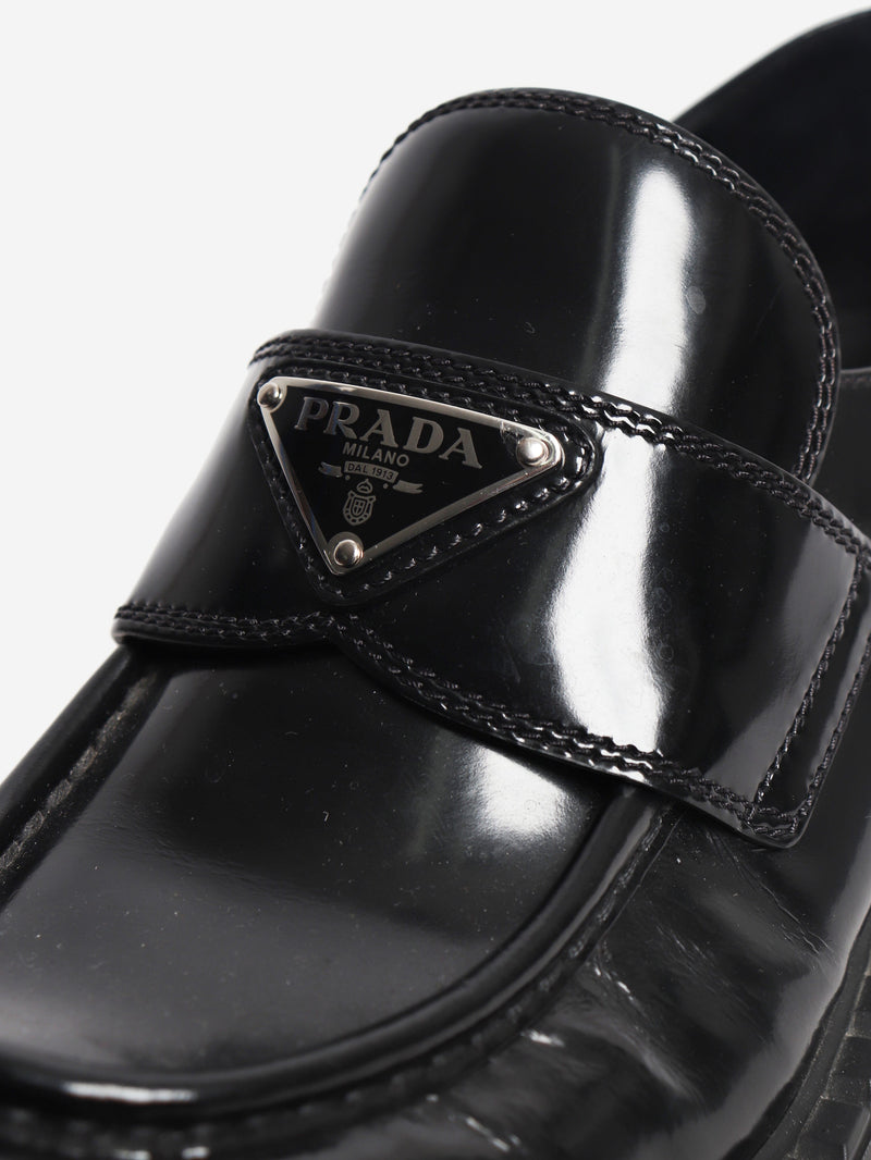 Black brushed leather Chocolate loafers - size EU 39 Flat Shoes Prada 