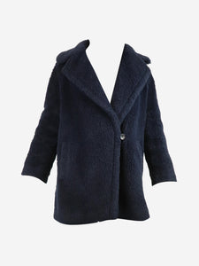 Max Mara Navy blue teddy coat - size UK 6