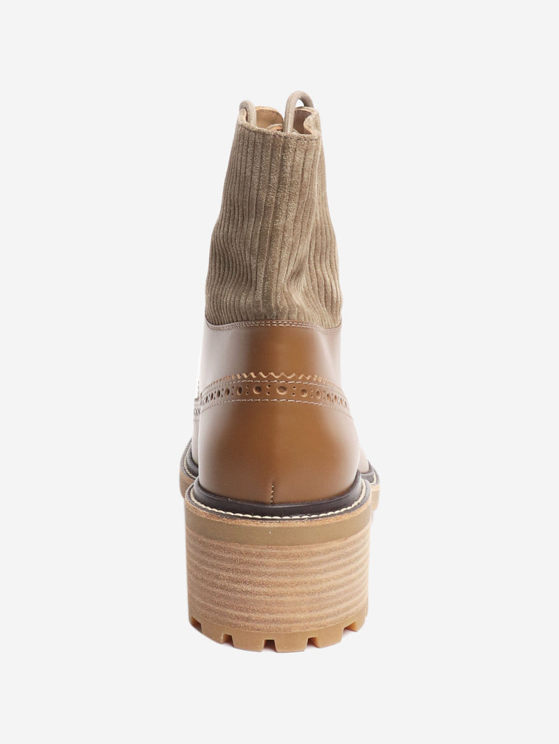 Brown brogued detail ankle boots - size EU 37 (UK 4) Boots Chloe 
