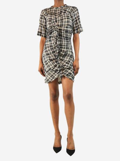 Black check ruched mini dress - size UK 10 Dresses Isabel Marant Etoile 