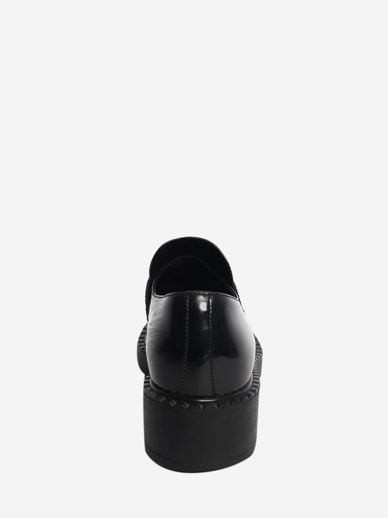 Black brushed leather Chocolate loafers - size EU 39 Flat Shoes Prada 