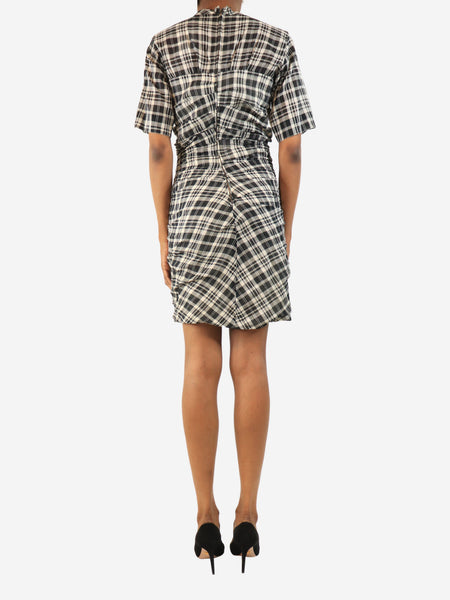 Black check ruched mini dress - size UK 10 alternate image