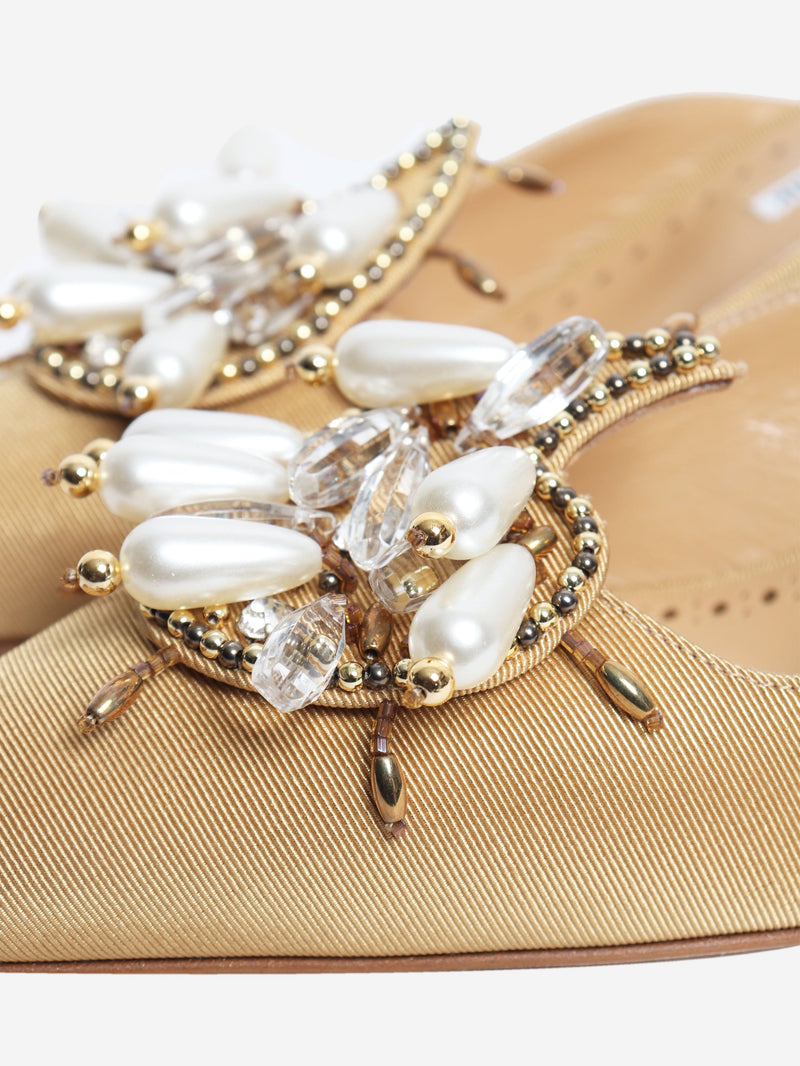 Gold faux-pearl mules - size EU 39.5 Heels Manolo Blahnik 