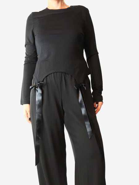 Black long-sleeved ribbon top - size M product image