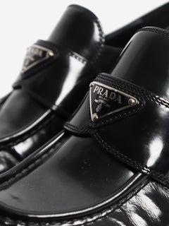 Black brushed leather Chocolate loafers - size EU 39 Flat Shoes Prada 