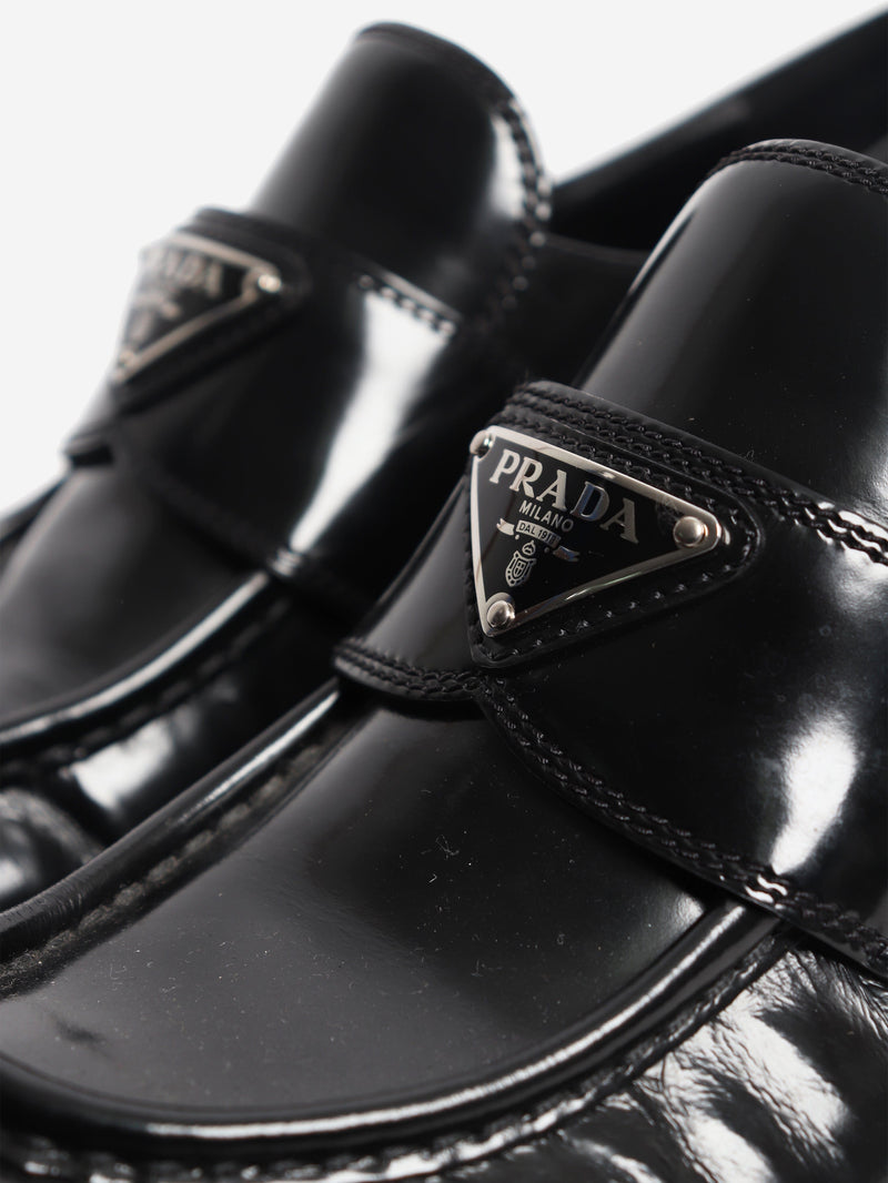Black brushed leather Chocolate loafers - size EU 39 Flat Shoes Prada 