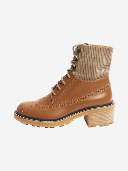Brown brogued detail ankle boots - size EU 37 (UK 4) product image
