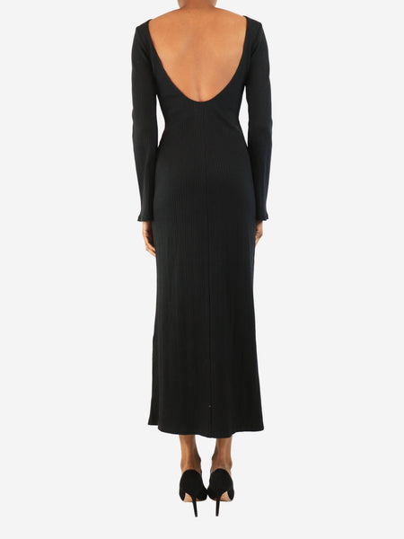 Black ribbed scoop-back maxi dress - size XS alternate image