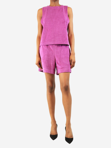 Purple terry cloth top and shorts set - size UK 8 product image