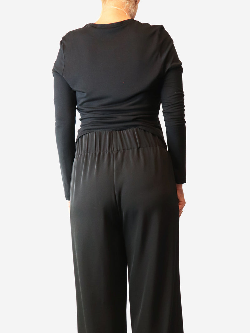 Black long-sleeved ribbon top - size M