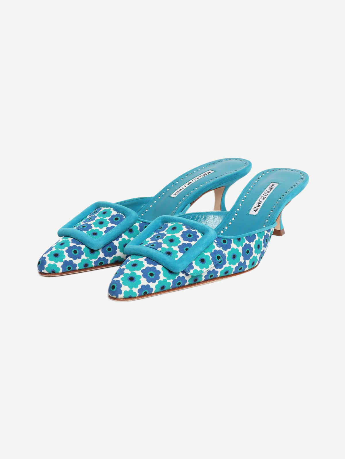 Blue floral mules - size EU 39 Heels Manolo Blahnik 