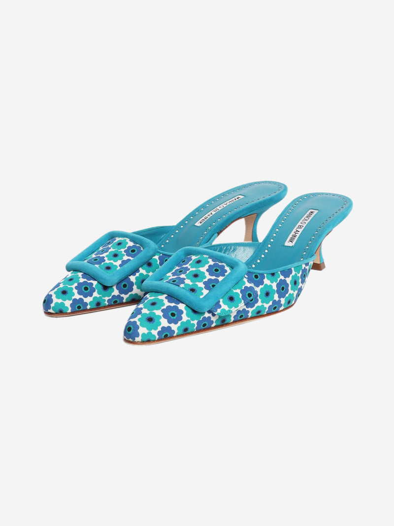 Blue floral mules - size EU 39 Heels Manolo Blahnik 
