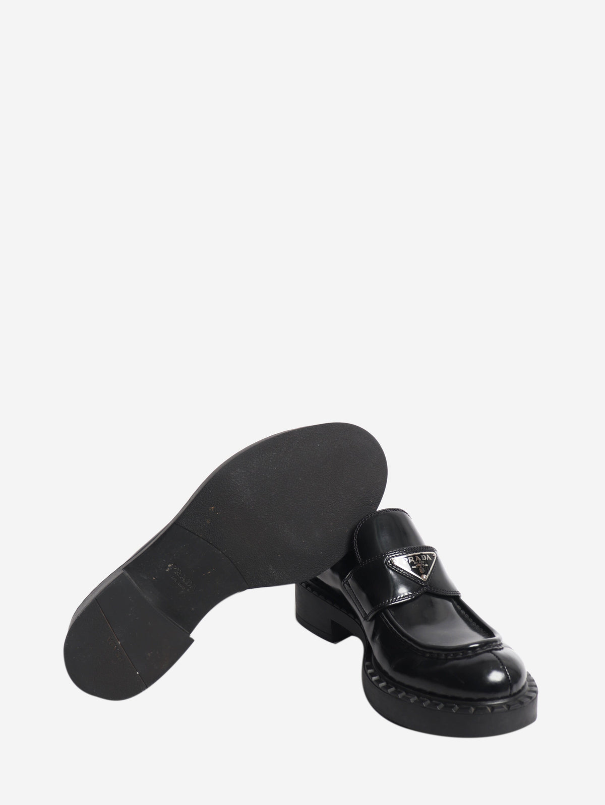 Black brushed leather Chocolate loafers - size EU 39 Flat Shoes Prada 