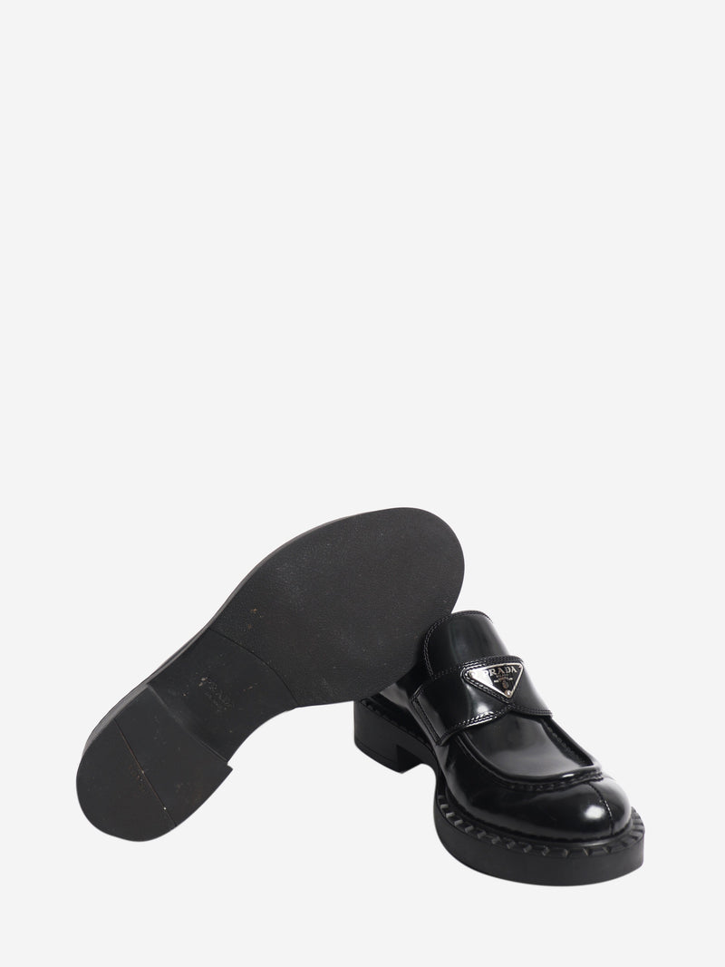 Black brushed leather Chocolate loafers - size EU 39 Flat Shoes Prada 