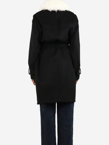 Stella McCartney Black belted wool coat - size UK 6