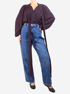 N21 Black and pink polka dot blouse - size