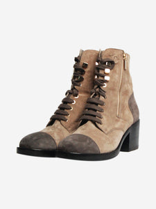 Chanel Taupe and grey suede ankle boots - size EU 41