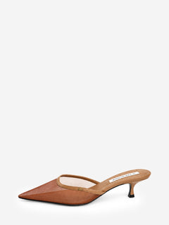 Brown mesh pointed-toe kitten heel mules - size EU 38.5 Heels Victoria Beckham 