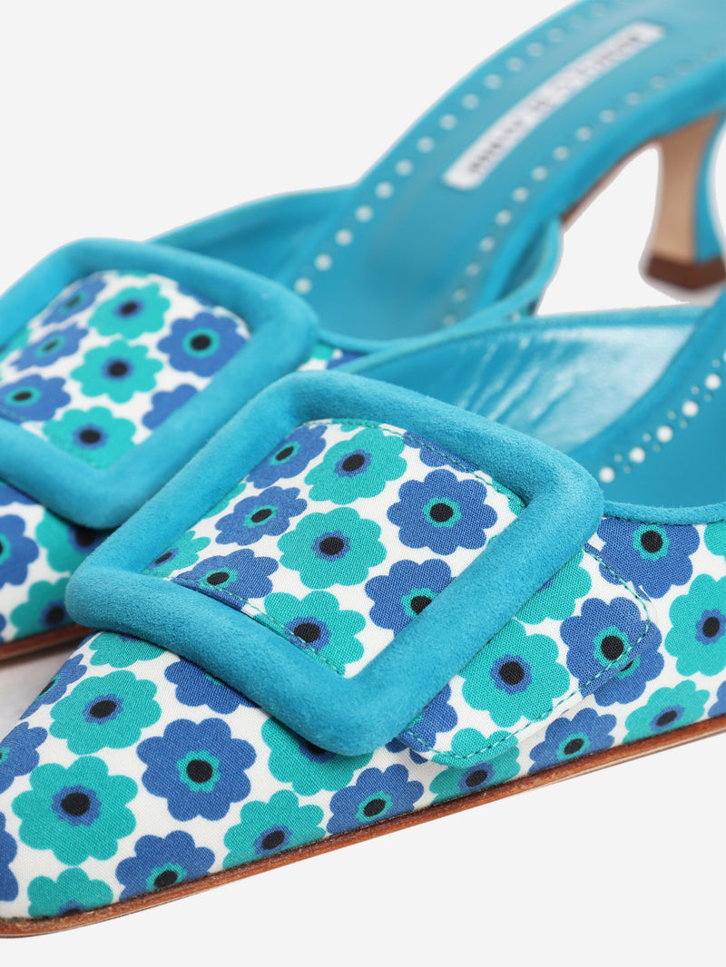 Blue floral mules - size EU 39 Heels Manolo Blahnik 