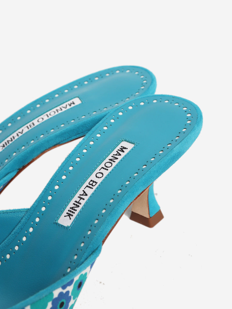 Blue floral mules - size EU 39 Heels Manolo Blahnik 