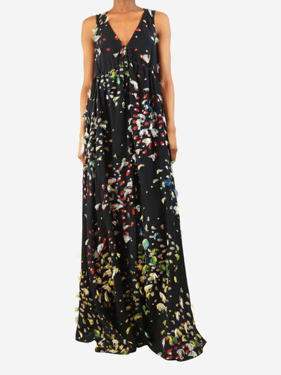 Black embroidered feather maxi dress - size UK 8 Dresses Chloe 
