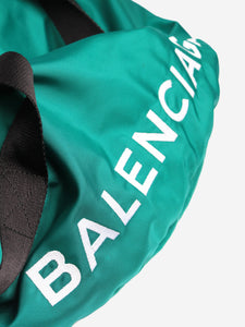Balenciaga Green embroidered logo gym bag