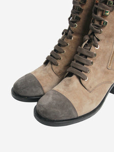 Chanel Taupe and grey suede ankle boots - size EU 41