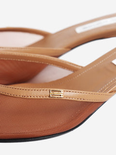 Brown mesh pointed-toe kitten heel mules - size EU 38.5 Heels Victoria Beckham 