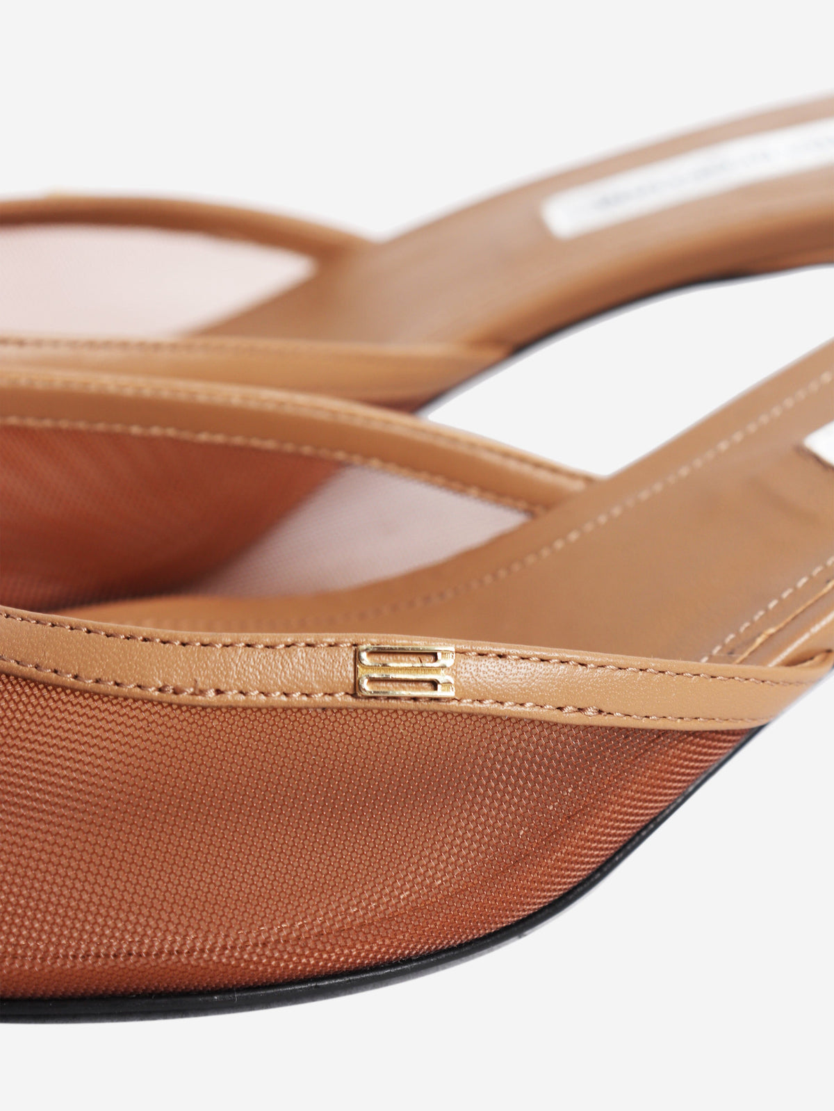 Brown mesh pointed-toe kitten heel mules - size EU 38.5 Heels Victoria Beckham 