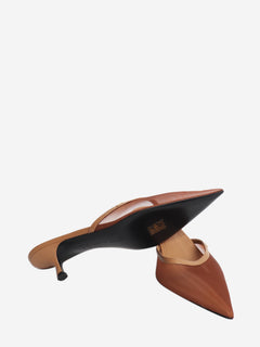 Brown mesh pointed-toe kitten heel mules - size EU 38.5 Heels Victoria Beckham 