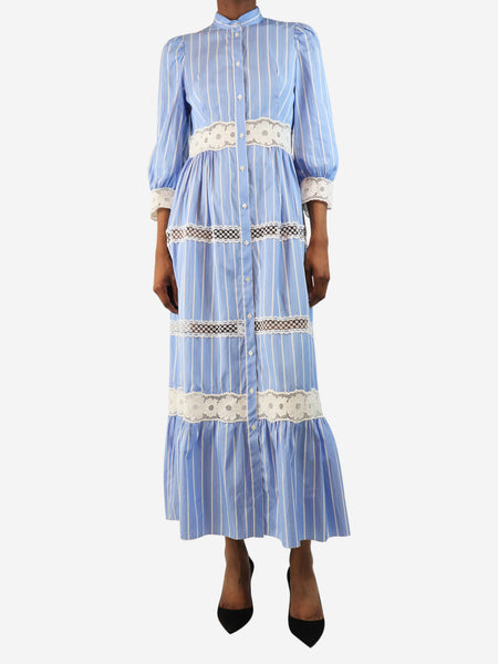 Blue and white striped maxi dress - size UK 6 product image