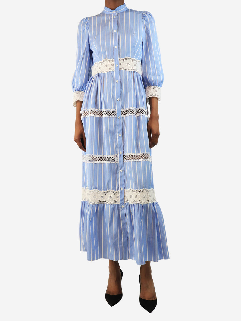 Blue and white striped maxi dress - size UK 6 Dresses Sandro 