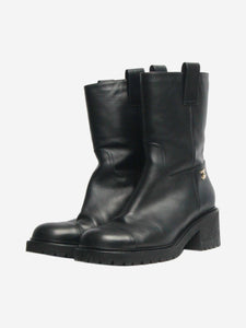 Chanel Black leather ankle boots - size EU 40