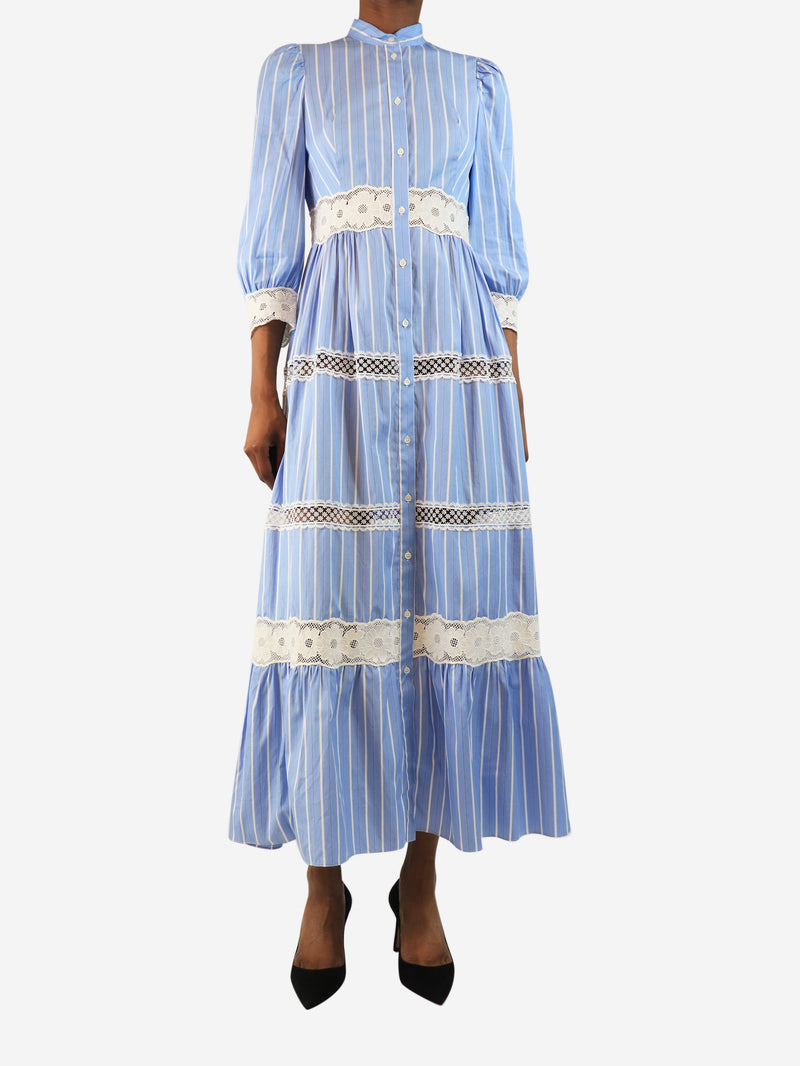 Blue and white striped maxi dress - size UK 6 Dresses Sandro 