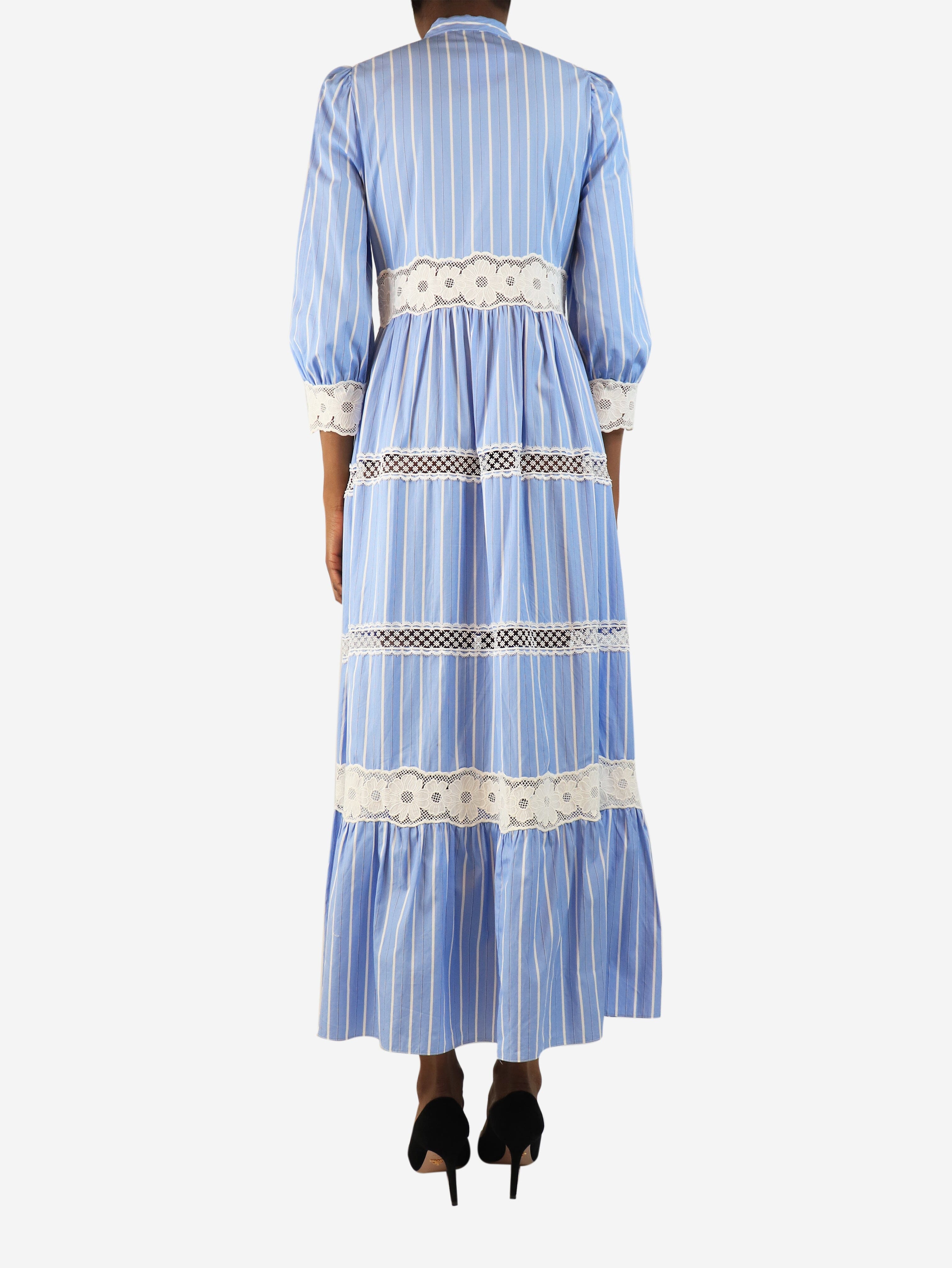 Blue and white striped maxi dress - size UK 6 Dresses Sandro 