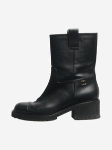 Chanel Black leather ankle boots - size EU 40