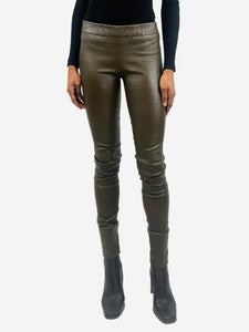 The Row Brown elasticated waist leather trousers - size S