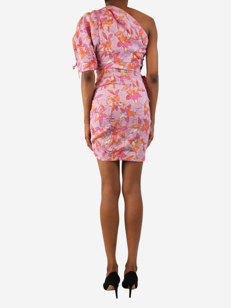 Purple ruched one shoulder mini dress - size UK 8 alternate image