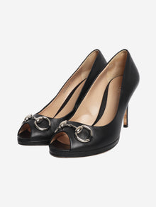 Black Horsebit peep-toe heels - size EU 38.5 Heels Gucci 