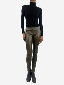 The Row Brown elasticated waist leather trousers - size S