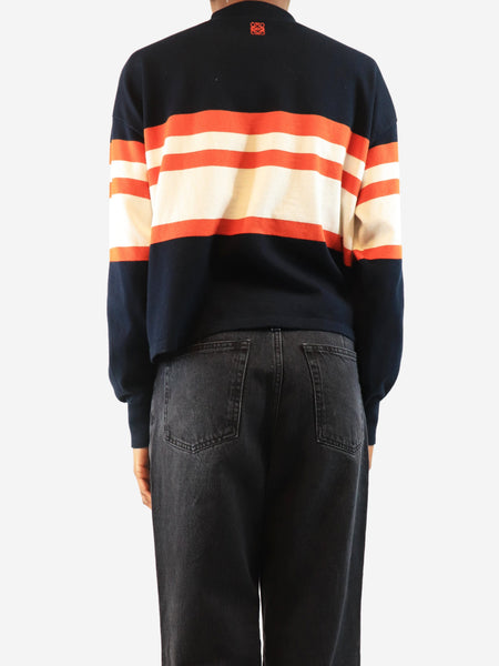 Navy boxy striped polo - size S alternate image