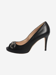 Black Horsebit peep-toe heels - size EU 38.5 Heels Gucci 