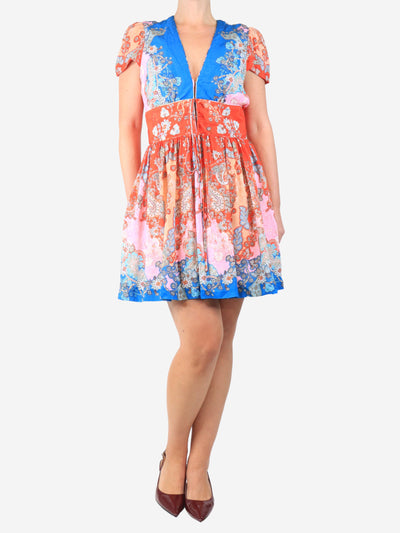 Red floral midi dress - size UK 10 Dresses Sandro 