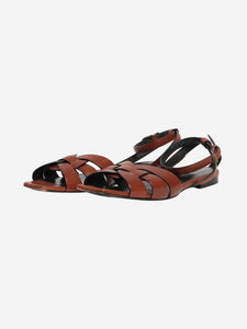 Saint Laurent Brown braided leather sandals - size EU 37.5