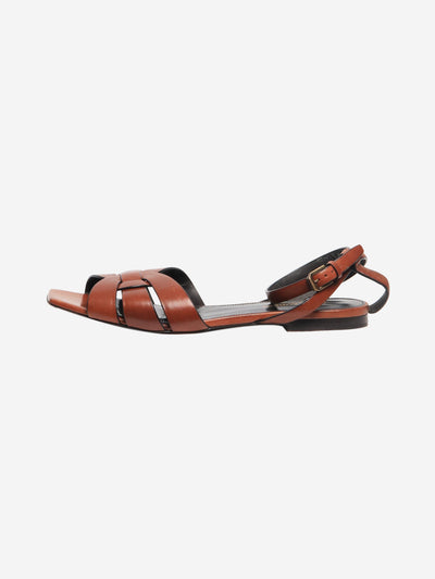 Brown braided leather sandals - size EU 37.5 Flat Sandals Saint Laurent 