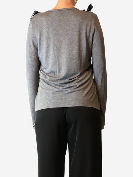 Grey marle ribbon top - size L alternate image