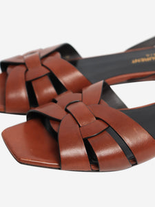 Saint Laurent Brown braided leather sandals - size EU 37.5