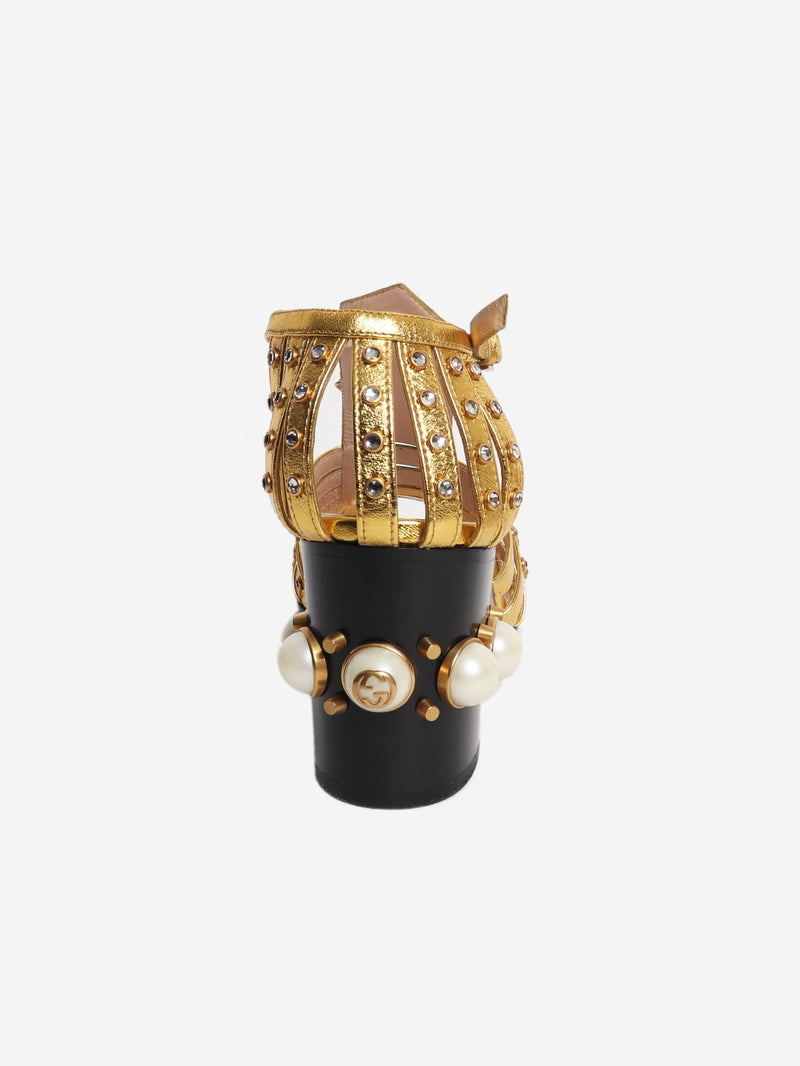 Embellished gold gladiator heels - size EU 38.5 (UK 5.5) Heels Gucci 