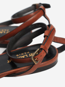 Saint Laurent Brown braided leather sandals - size EU 37.5