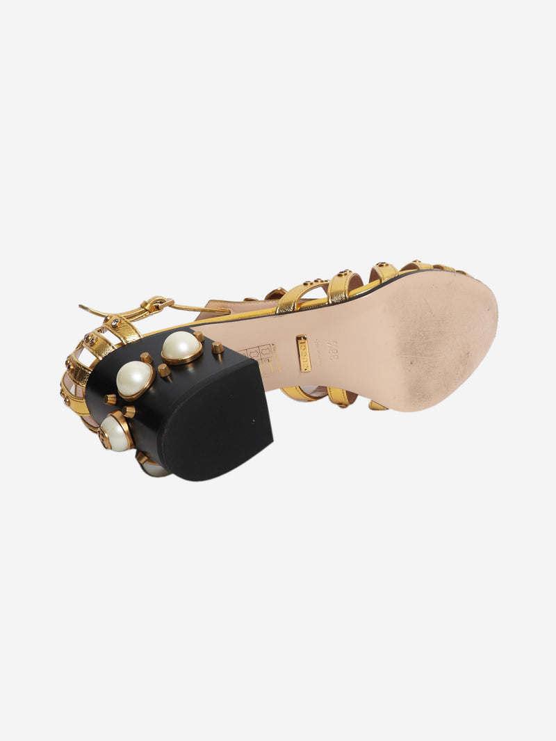 Embellished gold gladiator heels - size EU 38.5 (UK 5.5) Heels Gucci 